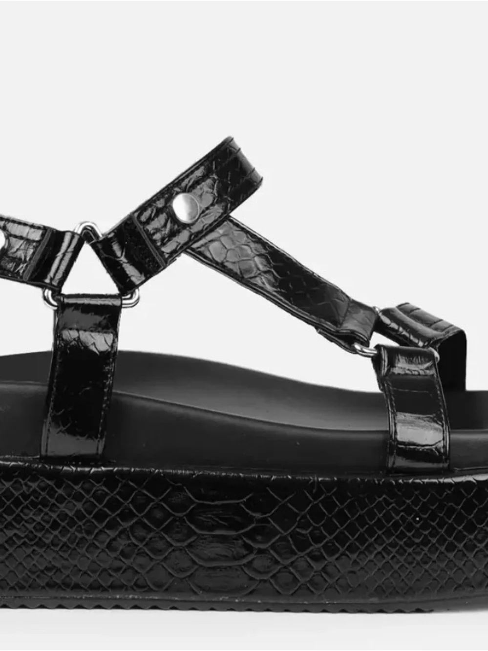 Women's Black Platform Sandal with Ankle Strap
